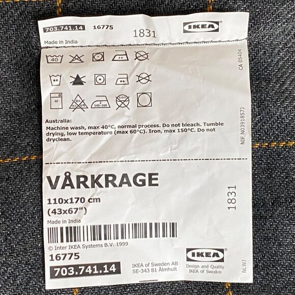 Ikea Varkrage Windowpane Plaid Throw Blanket Lightweight Gray Orange 45" x 65" - Picture 6 of 9